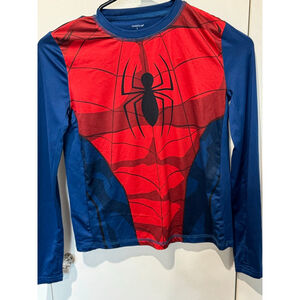 Boys Cuddl Duds soft Long Sleeve Tee L Blue Red Spider-Man graphic